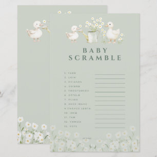 Cute Ducks & Daisies Scramble Baby Shower Games