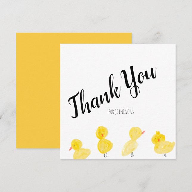 Cute Ducks Hand Watercolor Baby Shower Thank You  (Front/Back)