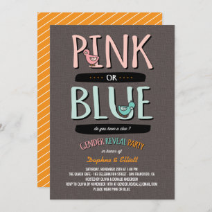 Cute Ducks Pink or Blue Baby Gender Reveal Party Invitation