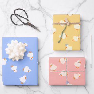 Cute Ducks Set Of 3 Baby Shower Wrapping Paper Sheet