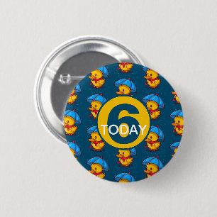 Cute Ducks Under Umbrellas Kids Birthday Age 6 Cm Round Badge
