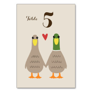 Cute Ducks Wedding Happy Newlywed Couple Table Number