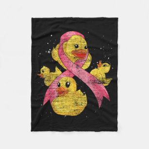 Cute Ducky nk Ribbon Rubber Duck Breast Cancer Fleece Blanket