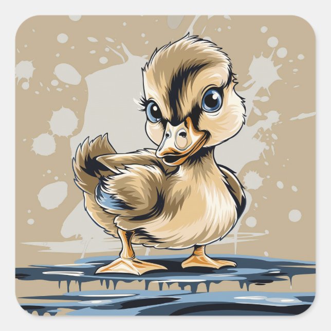 Cute ducky  square sticker (Front)