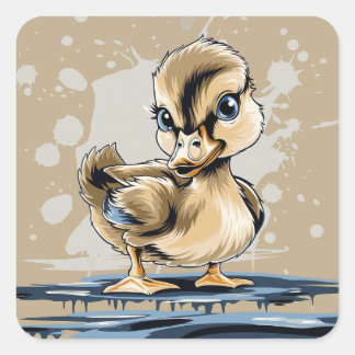 Cute ducky square sticker