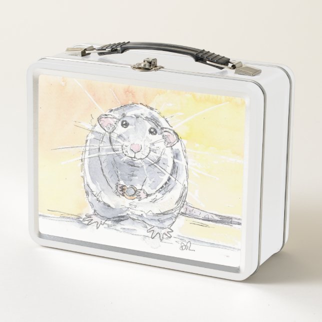 Cute Dumbo Rat design Metal Lunch Box (Front)