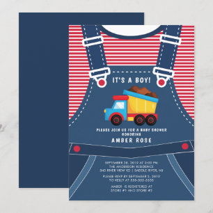 Cute Dump Truck Baby Shower Invitation