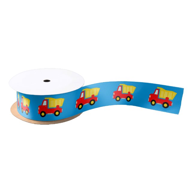 Cute dump truck boys baby shower satin gift ribbon satin ribbon (Spool)