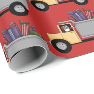 Cute Dump truck pattern driving Santa party wrap Wrapping Paper