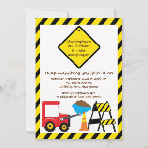 Cute Dump Trucks Boys Birthday Party Invitations