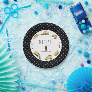 Cute Dump Trucks Construction Trucks Birthday Paper Plate