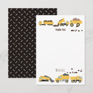 Cute Dump Trucks Construction Trucks Birthday Thank You Card