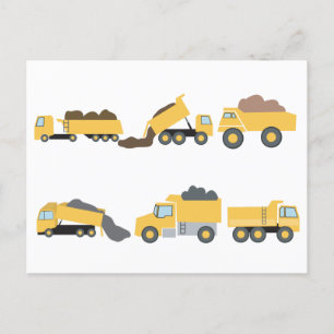 Cute Dump Trucks Construction Trucks  Holiday Postcard