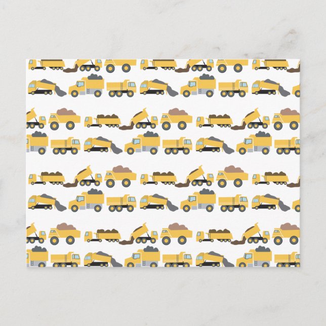 Cute Dump Trucks Construction Trucks  Holiday Postcard (Front)