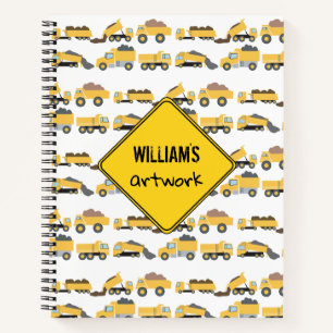 Cute Dump Trucks Construction Trucks Kids Artwork Notebook