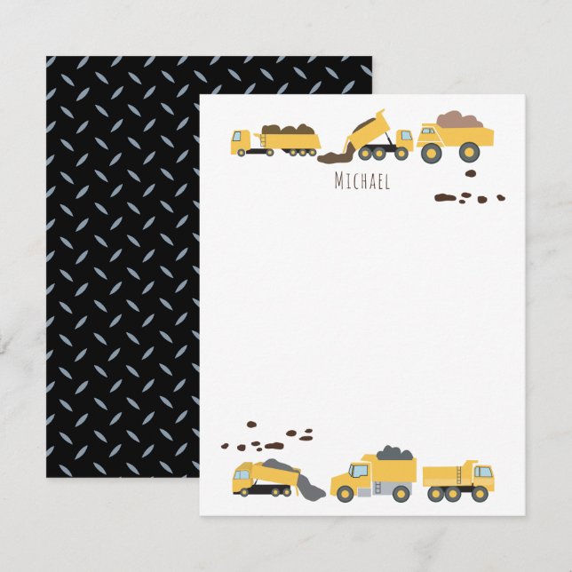 Cute Dump Trucks Construction Trucks Kids Card (Front/Back)