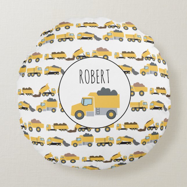 Cute Dump Trucks Construction Trucks  Round Cushion (Front)