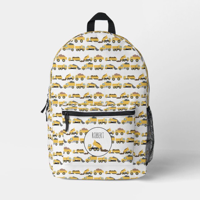 Cute Dump Trucks Construction Trucks School Printed Backpack (Front)
