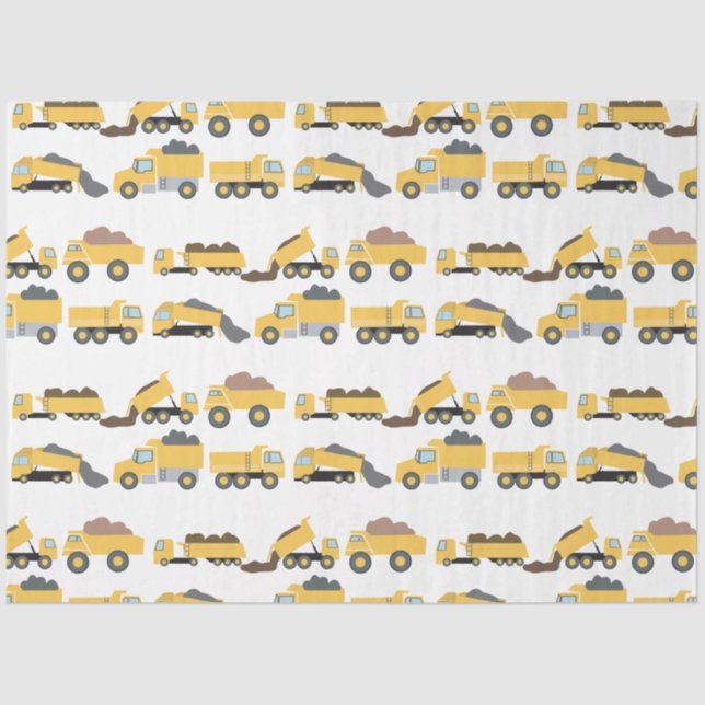 Cute Dump Trucks Construction Trucks  Tissue Paper (Front)