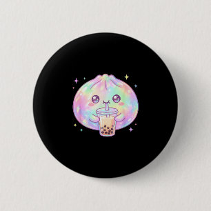 Cute dumpling drinking boba tea kawaii bubble tea 6 cm round badge