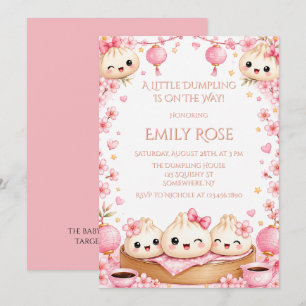 Cute Dumpling Girl Baby Shower Invitation