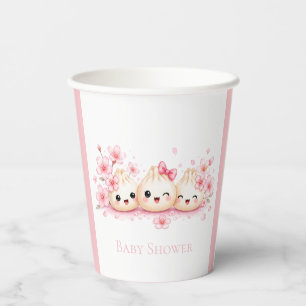Cute Dumpling Girl Baby Shower Paper Cups