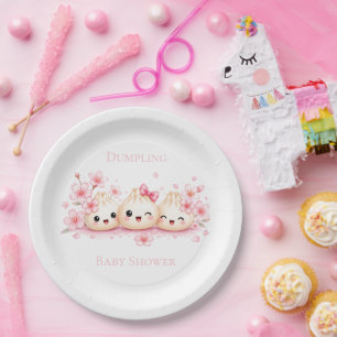 Cute Dumpling Girl Baby Shower Paper Plate