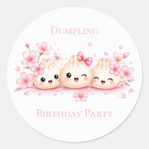 Cute Dumpling Girl Birthday Party Classic Round Sticker