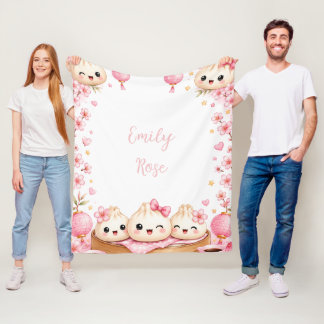 Cute Dumpling Girl Birthday Party Gift Fleece Blanket