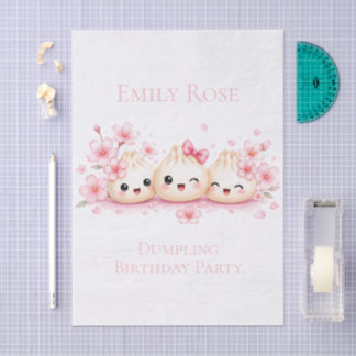 Cute Dumpling Girl Birthday Party Tissue Paper