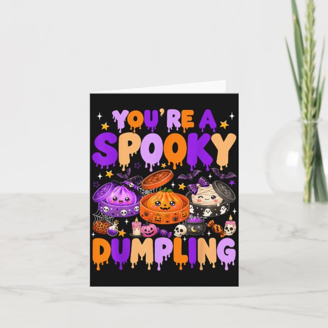 Cute Dumpling Halloween Pumpkin Witch Dumpling Card (Front)