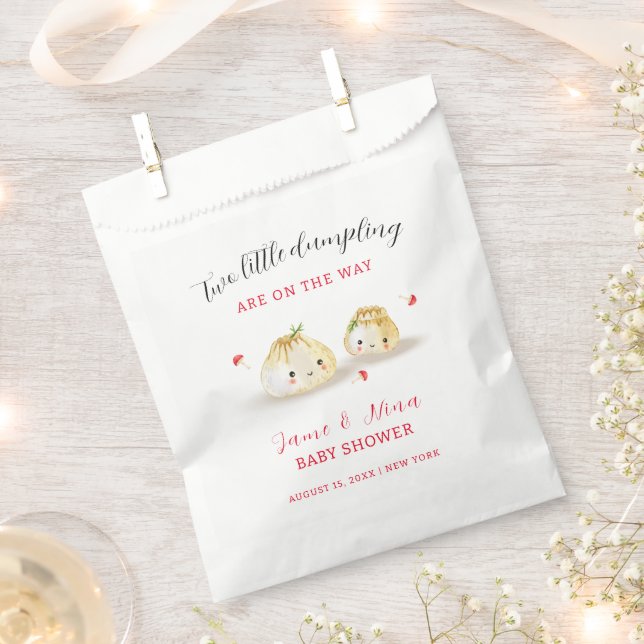 Cute Dumpling Mushroom Twin Baby Shower  Favour Bags (Clipped)