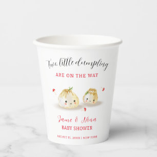 Cute Dumpling Mushroom Twin Baby Shower Paper Cups