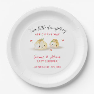 Cute Dumpling Mushroom Twin Baby Shower  Paper Plate