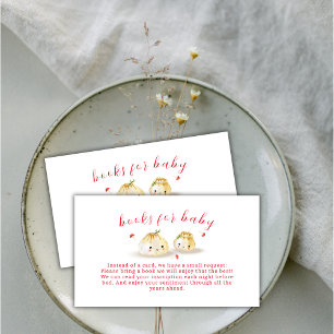 Cute Dumpling Mushroom Twin Books For Baby Shower  Enclosure Card