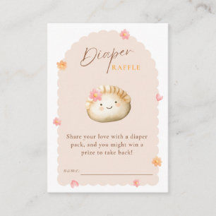 Cute Dumpling Pink Baby Girl Shower Diaper Raffle Enclosure Card