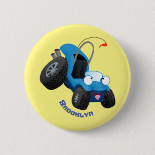 Cute dune buggy off road vehicle cartoon 6 cm round badge