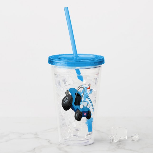 Cute dune buggy off road vehicle cartoon  acrylic tumbler (Front Ice)