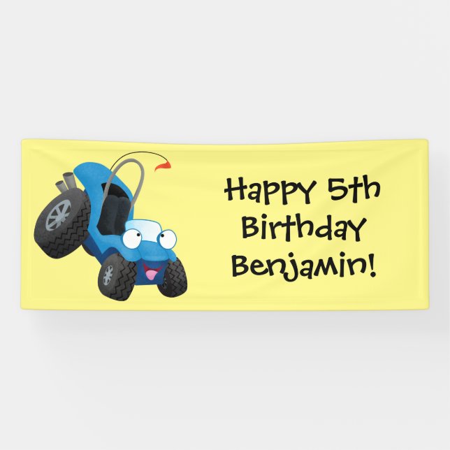 Cute dune buggy off road vehicle cartoon banner (Horizontal)