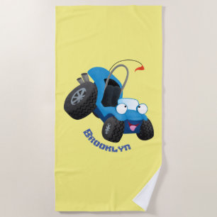 Cute dune buggy off road vehicle cartoon beach towel