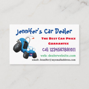 Cute dune buggy off road vehicle cartoon business card