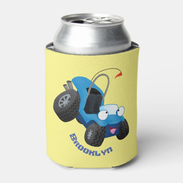 Cute dune buggy off road vehicle cartoon  can cooler (Can Front)