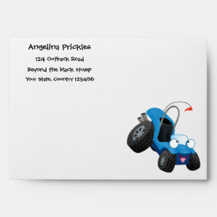 Cute dune buggy off road vehicle cartoon envelope