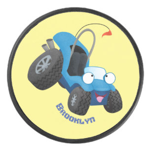 Cute dune buggy off road vehicle cartoon hockey puck