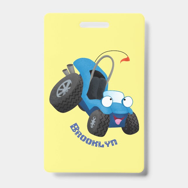 Cute dune buggy off road vehicle cartoon ID badge (Front)