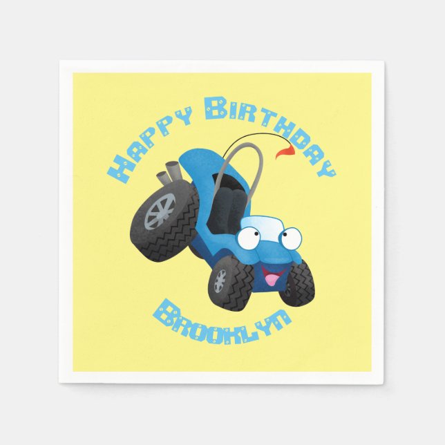 Cute dune buggy off road vehicle cartoon napkin (Front)