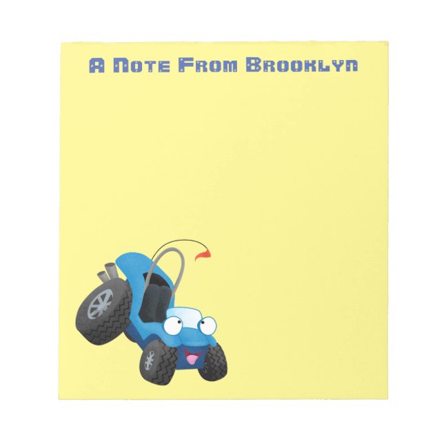 Cute dune buggy off road vehicle cartoon notepad (Front)