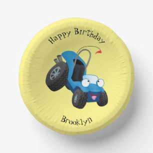 Cute dune buggy off road vehicle cartoon paper plate