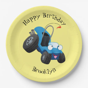 Cute dune buggy off road vehicle cartoon paper plate