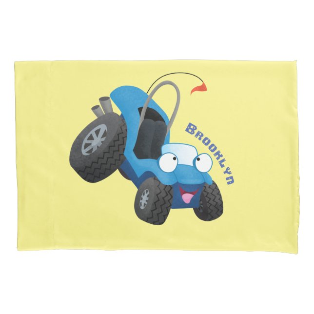 Cute dune buggy off road vehicle cartoon  pillowcase (Front)